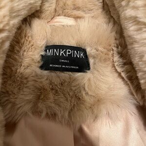 MINKPINK Plush Tan Faux Fur Jacket
